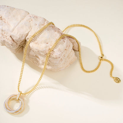 [Luna Brilliance] TRINITY LARGE FULL DIAMOND  NECKLACE