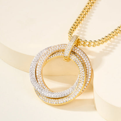 [Luna Brilliance] TRINITY LARGE FULL DIAMOND  NECKLACE