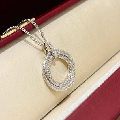 [Luna Brilliance] TRINITY LARGE FULL DIAMOND  NECKLACE