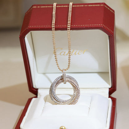 [Luna Brilliance] TRINITY LARGE FULL DIAMOND  NECKLACE