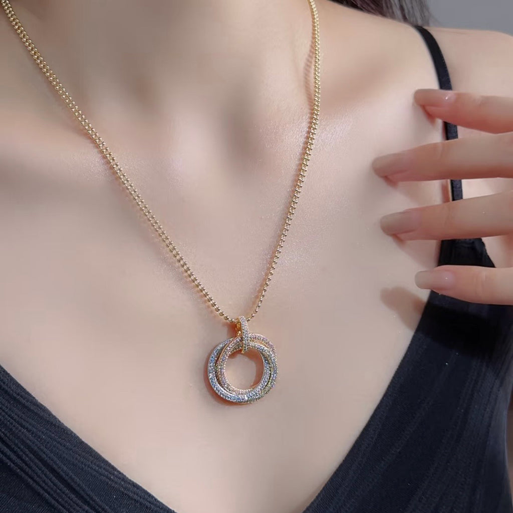 [Luna Brilliance] TRINITY LARGE FULL DIAMOND  NECKLACE