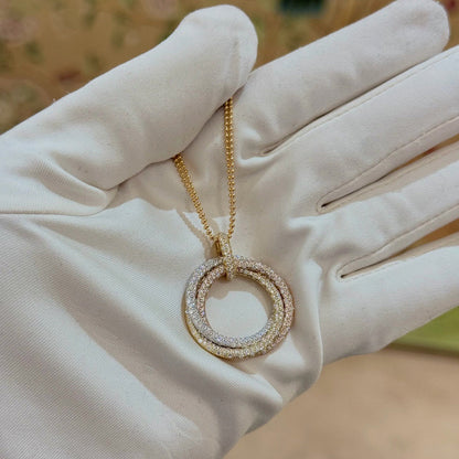 [Luna Brilliance] TRINITY LARGE FULL DIAMOND  NECKLACE