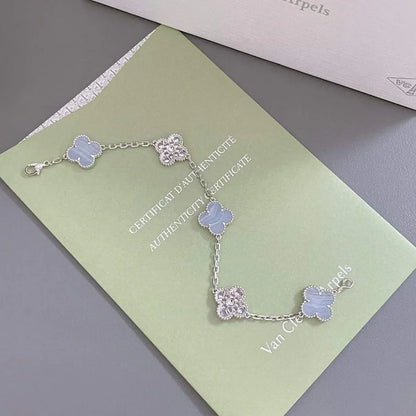 [Luna Brilliance] CLOVER 5 MOTIF PURPLE CHALCEDONY BRACELET COLLECTION