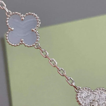[Luna Brilliance] CLOVER 5 MOTIF PURPLE CHALCEDONY BRACELET COLLECTION