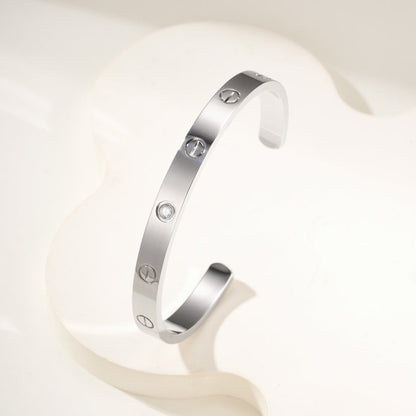 [Luna Brilliance] LOVE BRACELET 6.1MM 1 DIAMOND OPEN CUFF