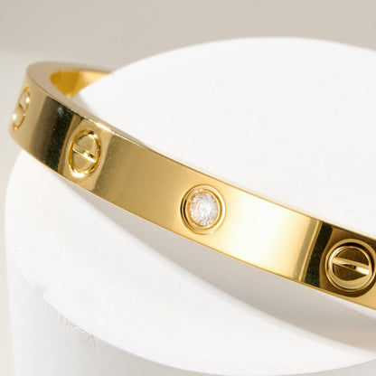 [Luna Brilliance] LOVE BRACELET 6.1MM 1 DIAMOND OPEN CUFF
