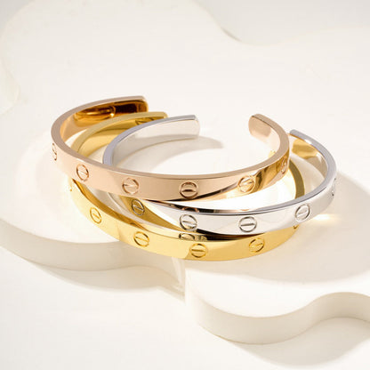 [Luna Brilliance] LOVE BRACELET 6.1MM OPEN CUFF