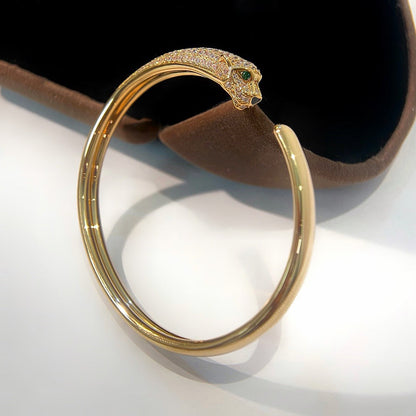 [Luna Brilliance] PANTHERE HALF DIAMOND OPEN BRACELET