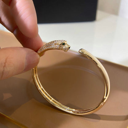 [Luna Brilliance] PANTHERE HALF DIAMOND OPEN BRACELET
