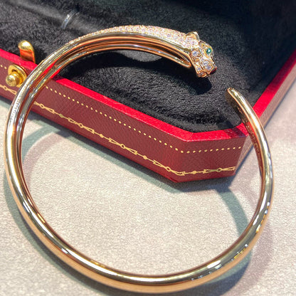 [Luna Brilliance] PANTHERE HALF DIAMOND OPEN BRACELET
