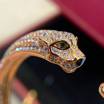 [Luna Brilliance] PANTHERE HALF DIAMOND OPEN BRACELET
