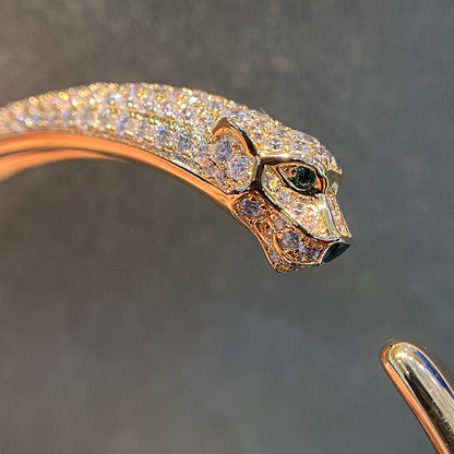 [Luna Brilliance] PANTHERE HALF DIAMOND OPEN BRACELET