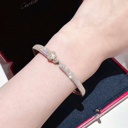[Luna Brilliance] PANTHERE FULL DIAMOND OPEN BRACELET