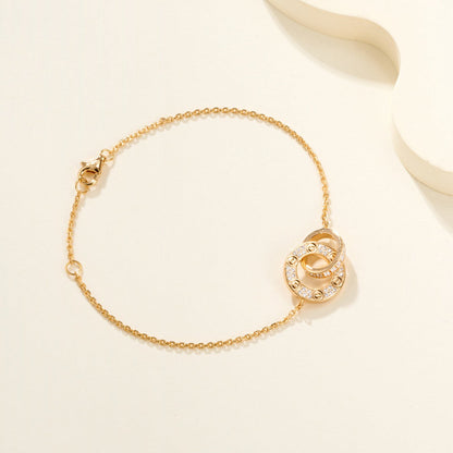 [Luna Brilliance] LOVE DOUBLE RING FULL DIAMOND BRACELET