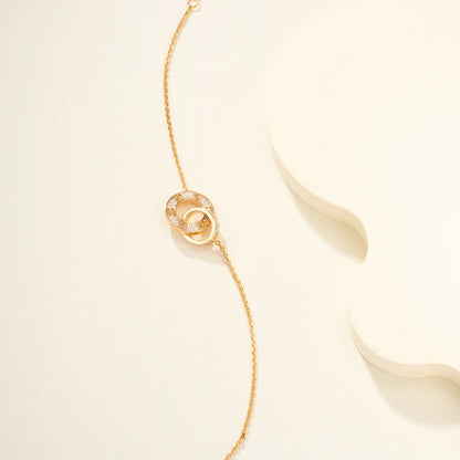 [Luna Brilliance] LOVE DOUBLE RING FULL DIAMOND BRACELET