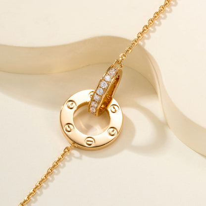 [Luna Brilliance] LOVE DOUBLE RING FULL DIAMOND BRACELET