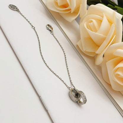 [Luna Brilliance] LOVE DOUBLE RING HALF DIAMOND BRACELET