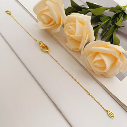 [Luna Brilliance] LOVE DOUBLE RING HALF DIAMOND BRACELET