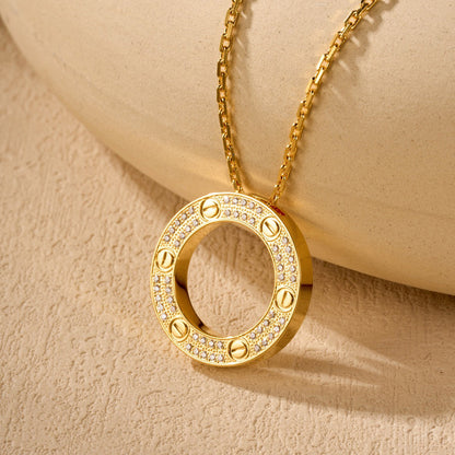 [Luna Brilliance] LOVE NECKLACE 16MM  FULL DIAMOND