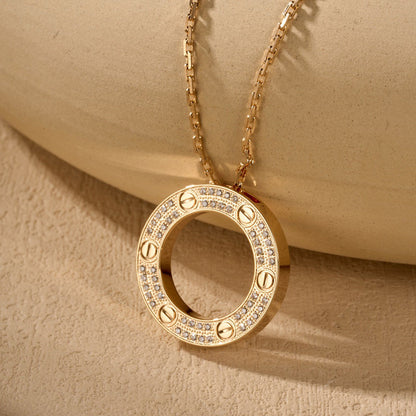 [Luna Brilliance] LOVE NECKLACE 16MM  FULL DIAMOND