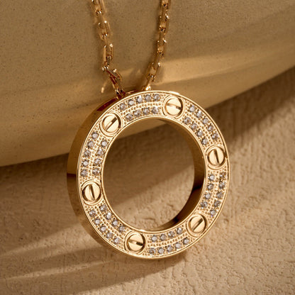 [Luna Brilliance] LOVE NECKLACE 16MM  FULL DIAMOND