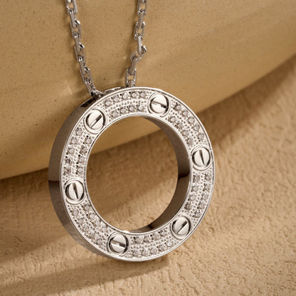 [Luna Brilliance] LOVE NECKLACE 16MM  FULL DIAMOND