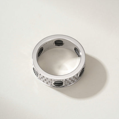 [Luna Brilliance] LOVE RING 5.5MM DIAMONDS PAVED CERAMIC