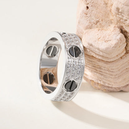 [Luna Brilliance] LOVE RING 5.5MM DIAMONDS PAVED CERAMIC