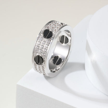 [Luna Brilliance] LOVE RING 5.5MM DIAMONDS PAVED CERAMIC