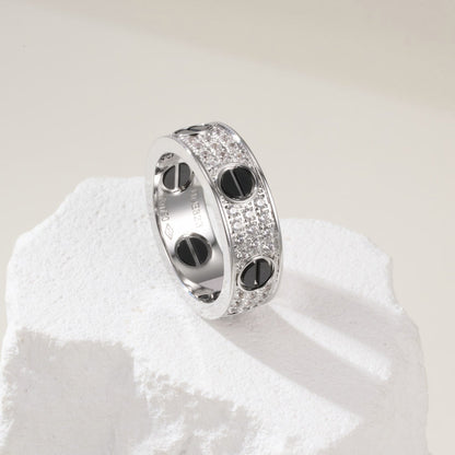 [Luna Brilliance] LOVE RING 5.5MM DIAMONDS PAVED CERAMIC