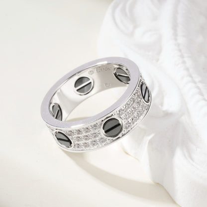 [Luna Brilliance] LOVE RING 5.5MM DIAMONDS PAVED CERAMIC