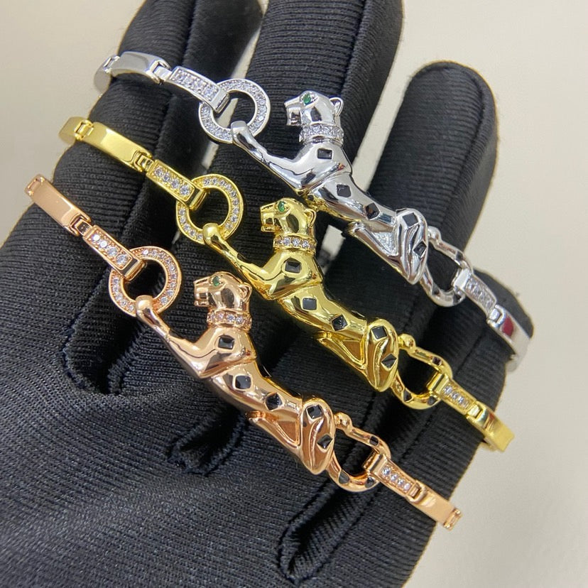 [Luna Brilliance] PANTHERE HALF DIAMOND ON CHAIN BRACELET