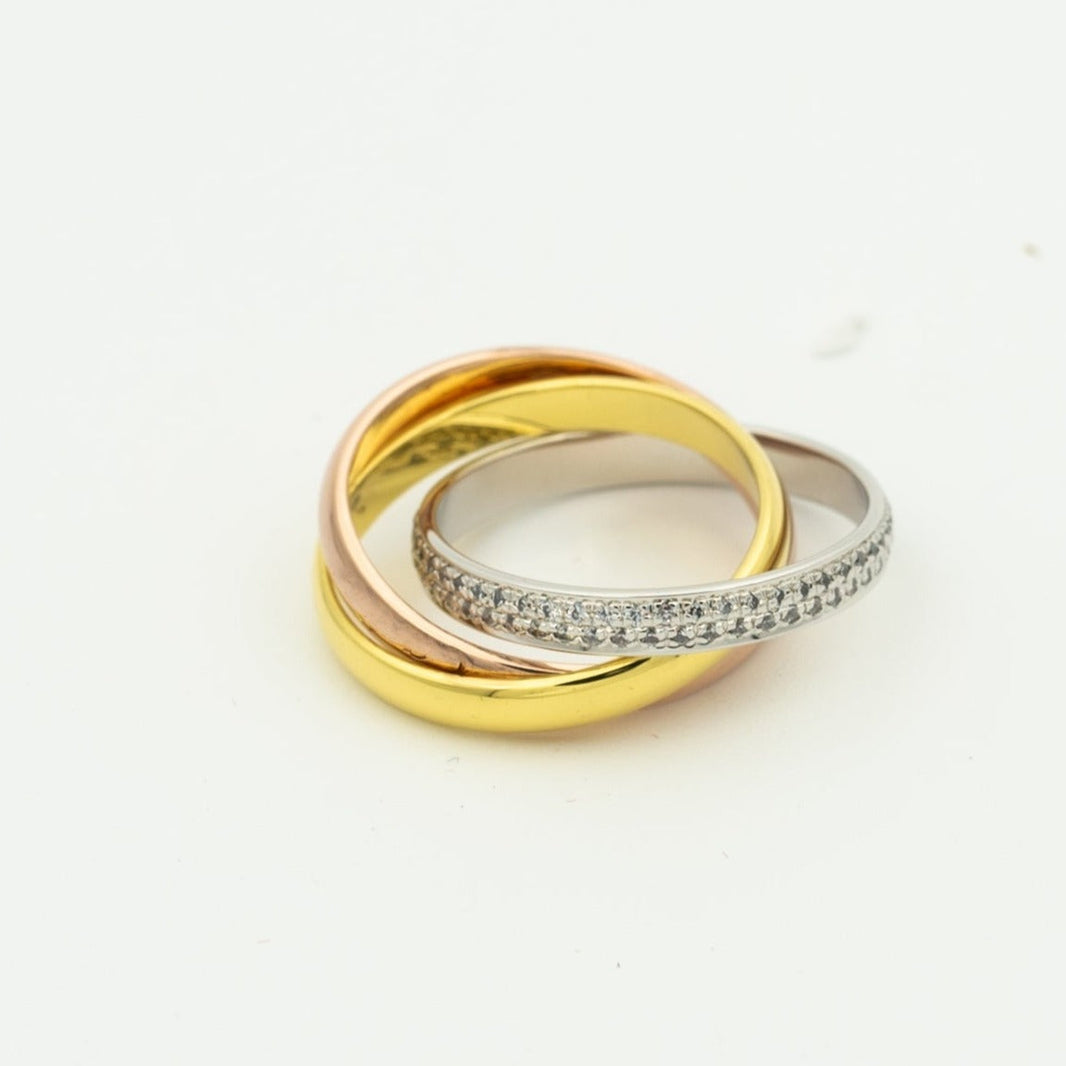 [Luna Brilliance]TRINITY RING GOLD PINK GOLD SILVER DIAMONDS