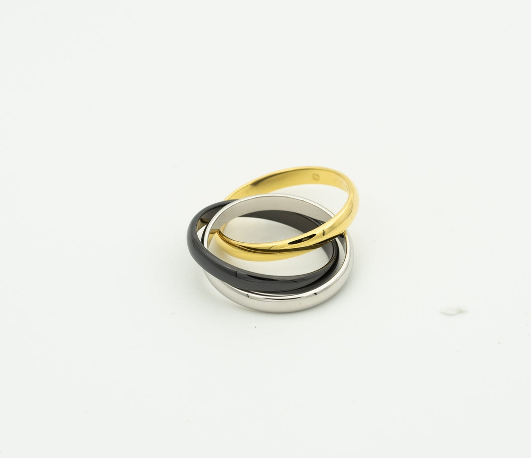 [Luna Brilliance]TRINITY RING BLACK GOLD SILVER