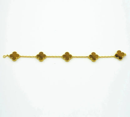 [Luna Brilliance] CLOVER 5 MOTIFS TIGER EYE BRACELET COLLECTION