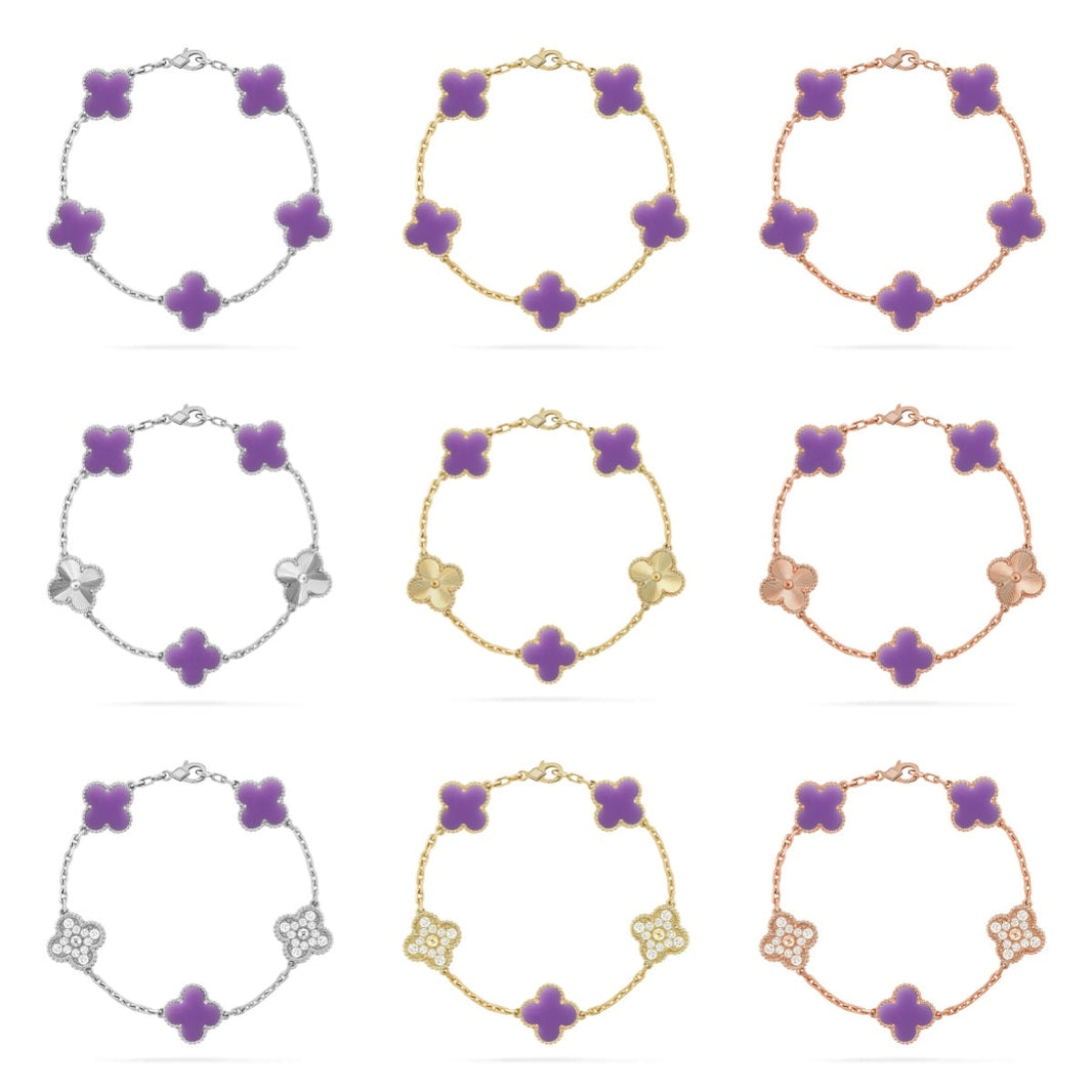 [Luna Brilliance]CLOVER 5 MOTIF LIGHT PURPLE BRACELET COLLECTION