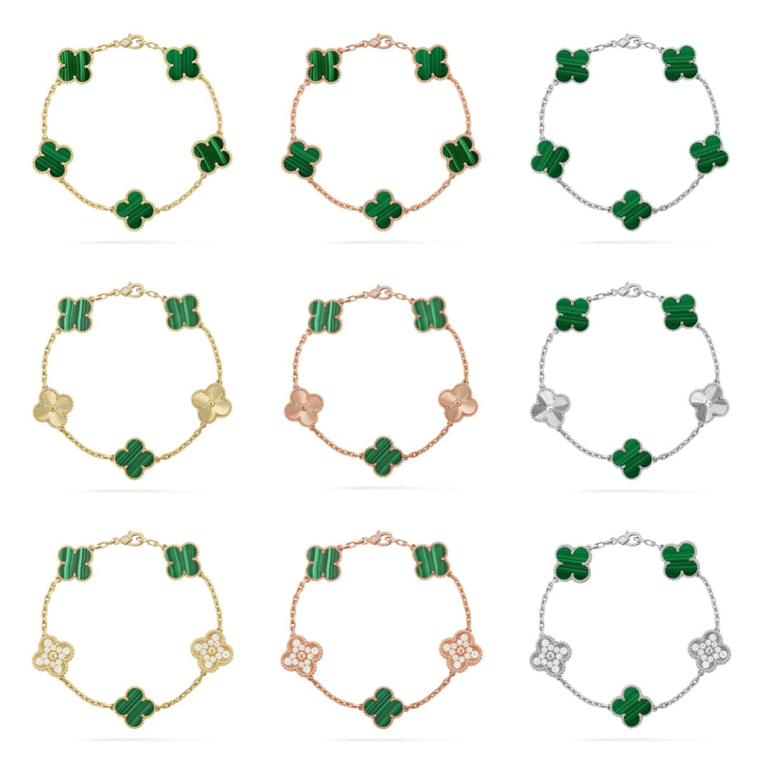 [Luna Brilliance] CLOVER 5 MOTIF MALACHITE BRACELET COLLECTION