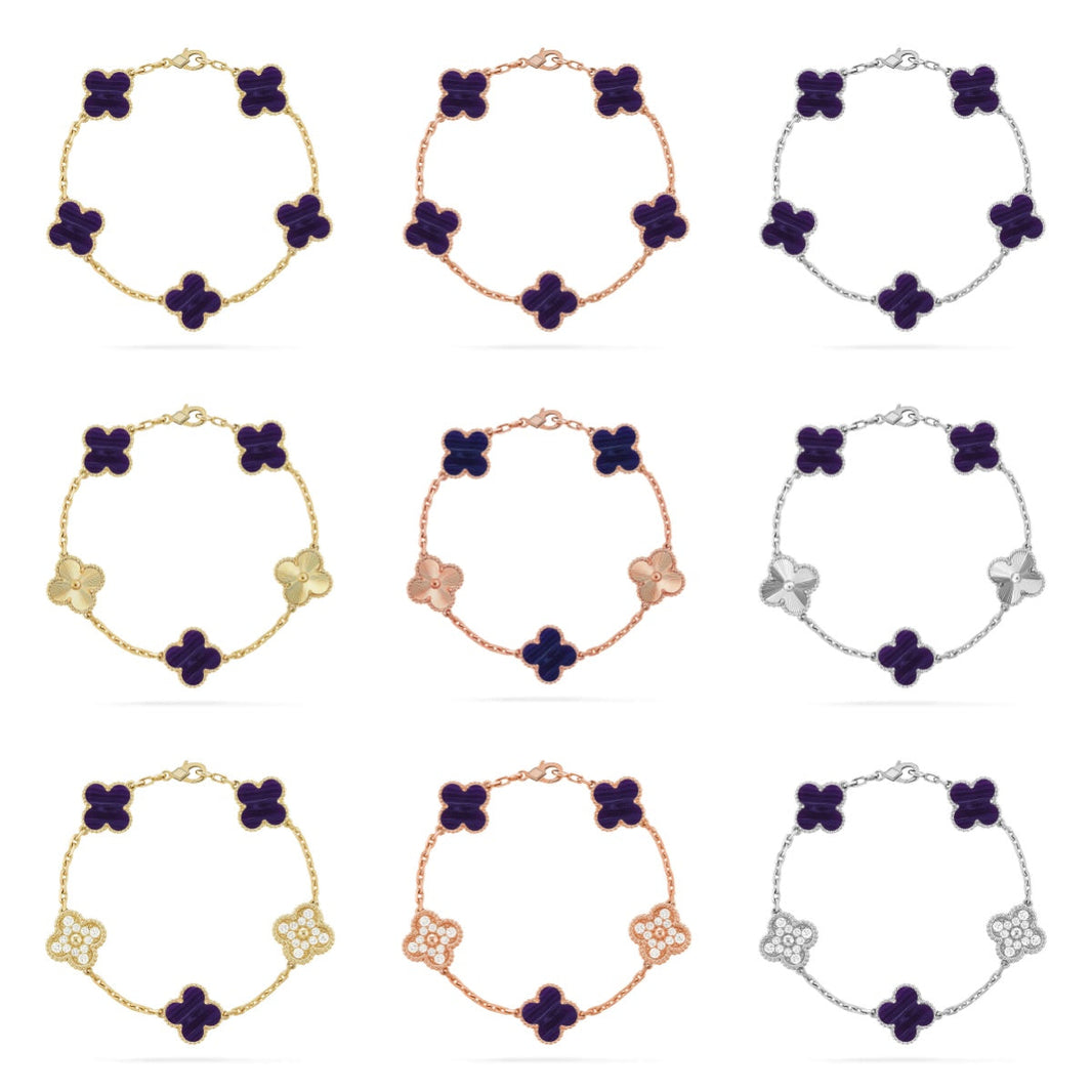 [Luna Brilliance]CLOVER 5 MOTIF PURPLE STRIPES BRACELET COLLECTION