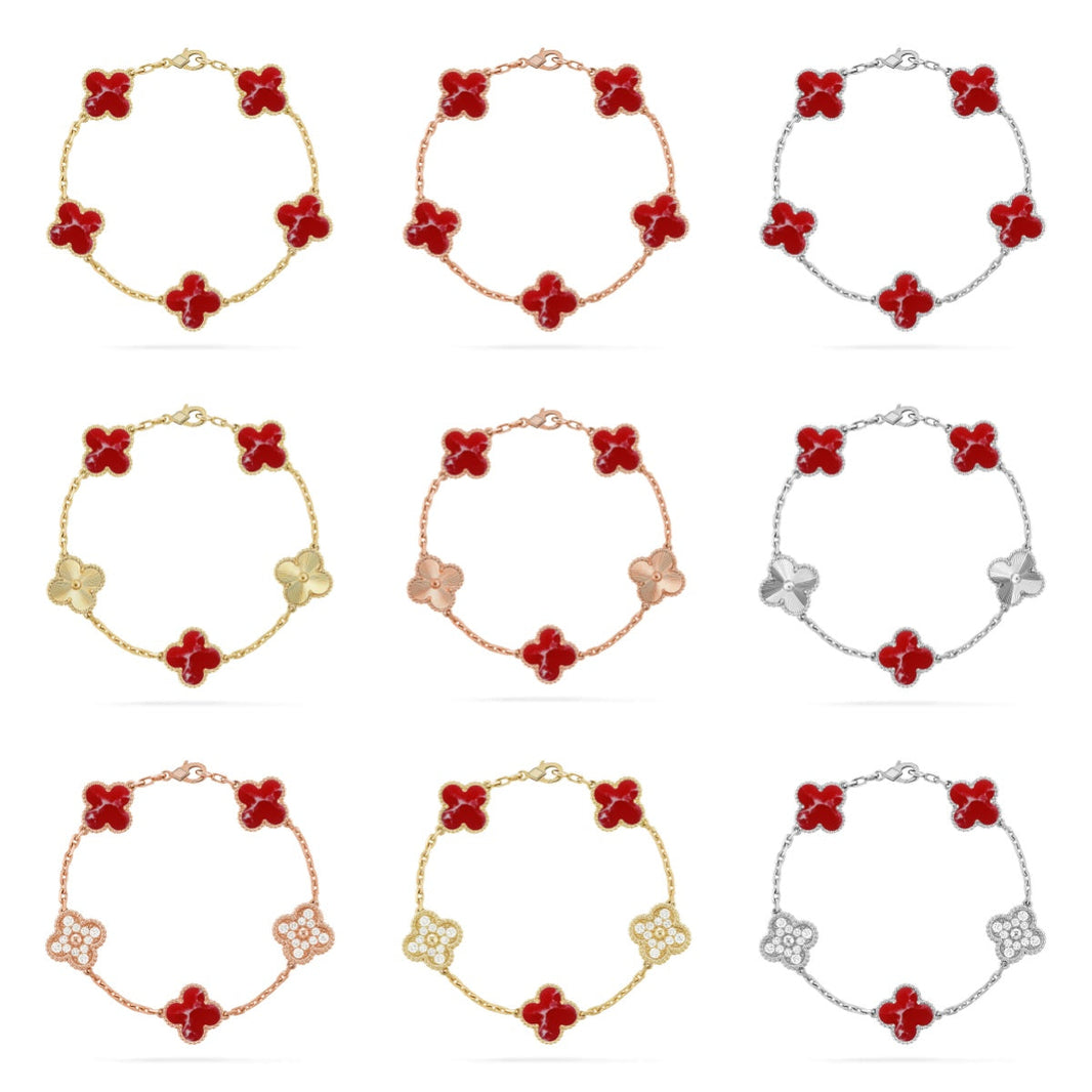 [Luna Brilliance]CLOVER 5 MOTIF RED PATTERN BRACELET COLLECTION