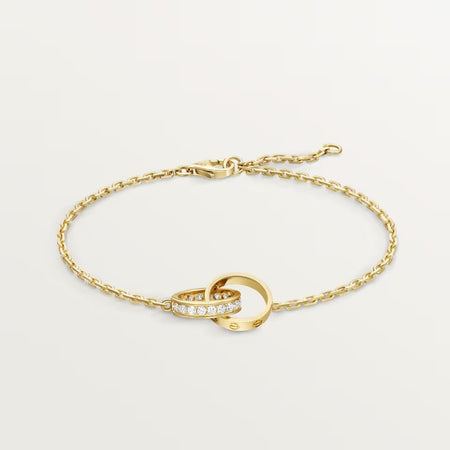 [Luna Brilliance] LOVE DOUBLE RING HALF DIAMOND BRACELET