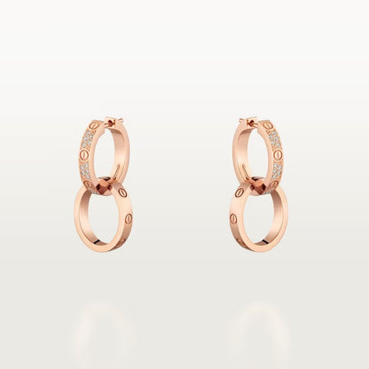 [Luna Brilliance] LOVE 3.3MM DANGLE HALF DIAMOND EARRINGS