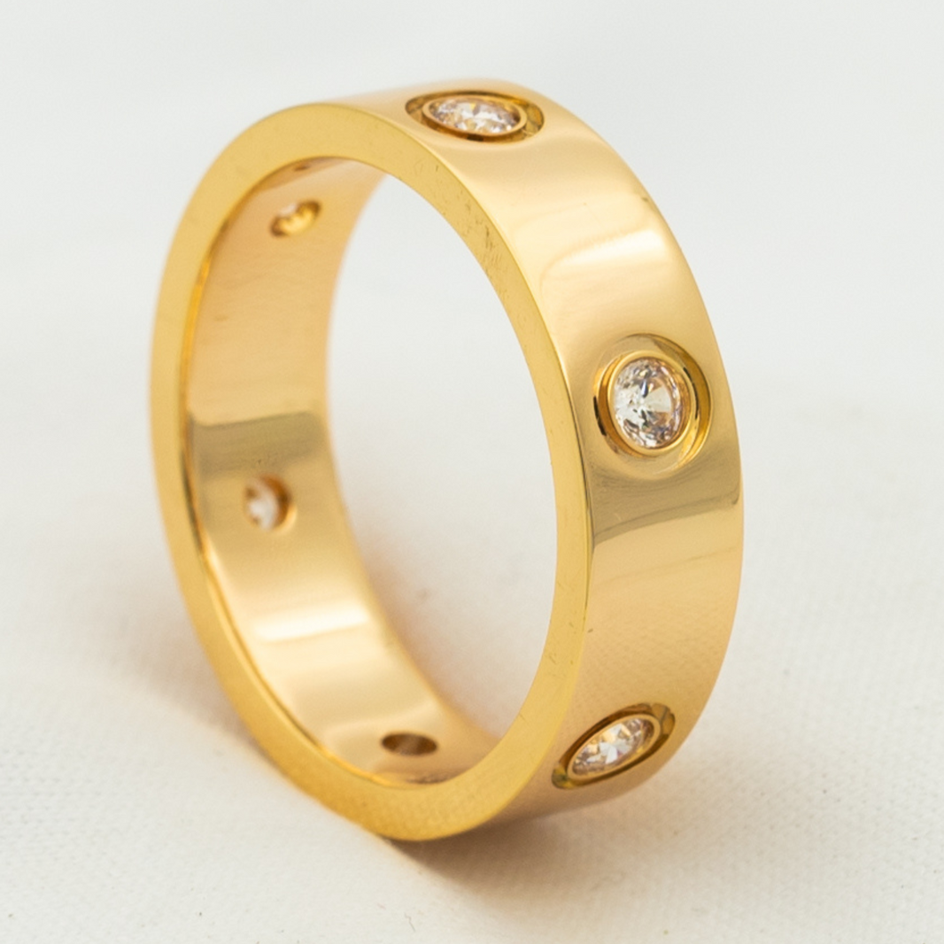 [Luna Brilliance]LOVE RING 5.5MM 6 DIAMONDS PINK GOLD