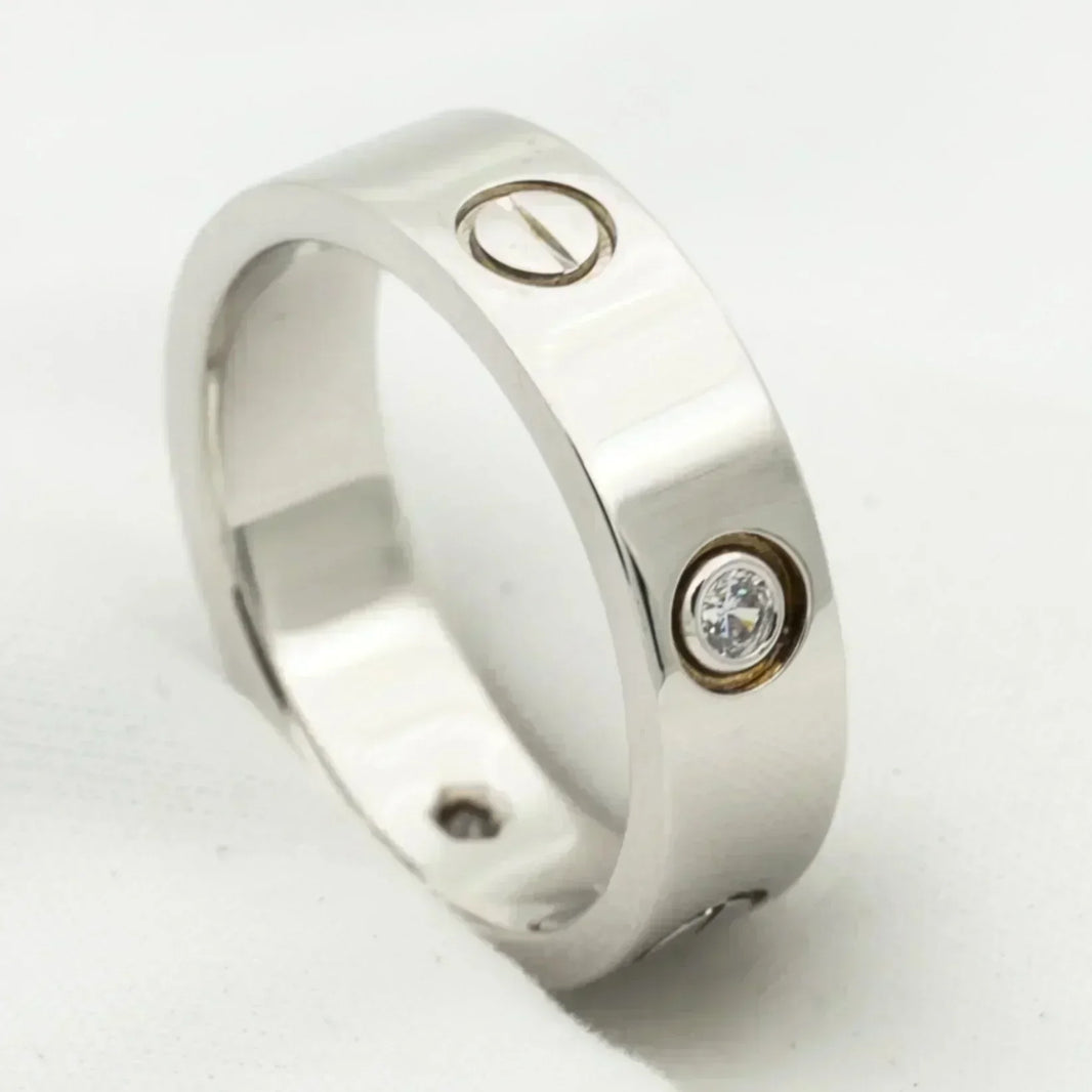 [Luna Brilliance]LOVE RING 5.5MM 3 DIAMONDS SILVER