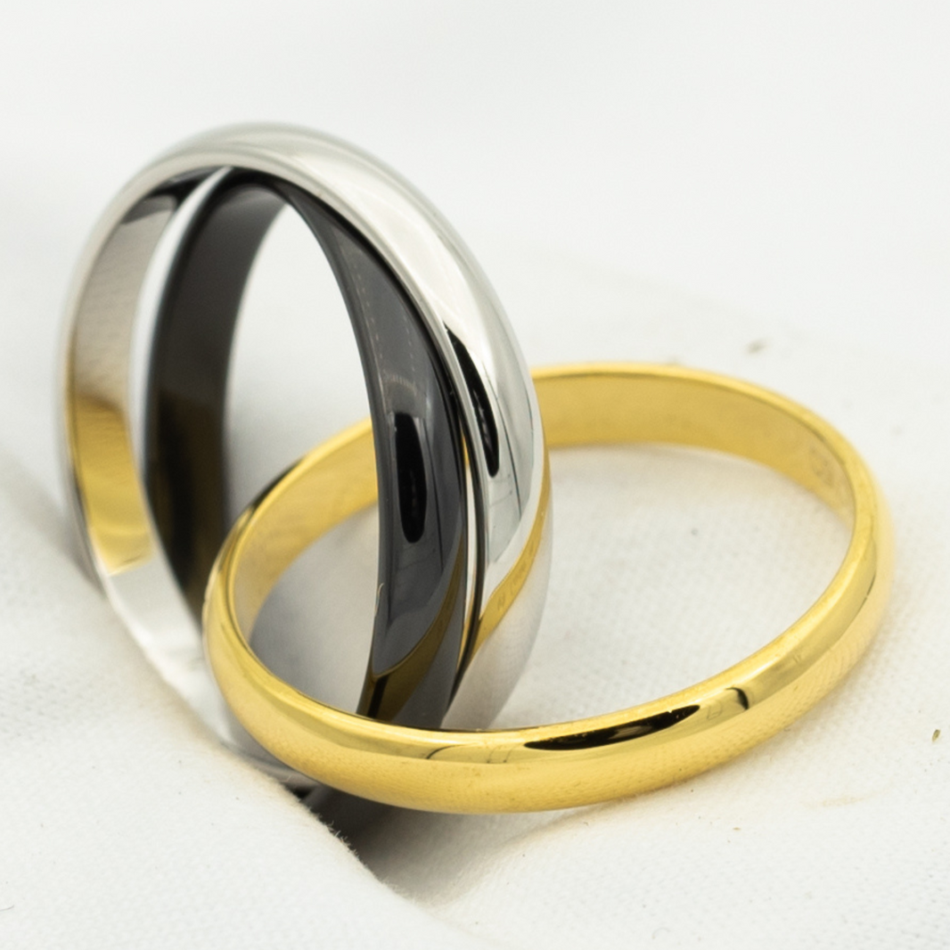 [Luna Brilliance]TRINITY RING BLACK GOLD SILVER