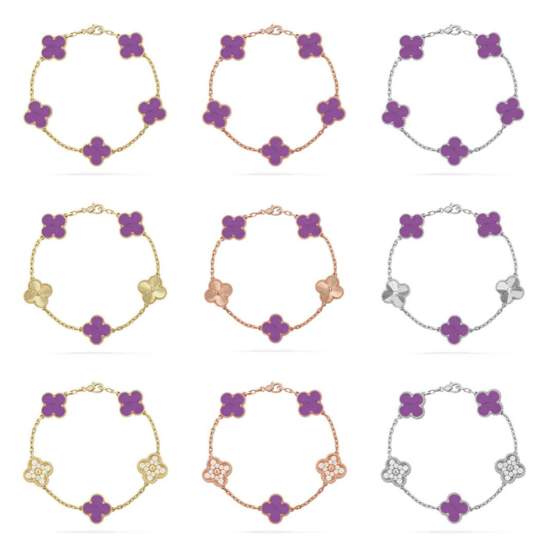 [Luna Brilliance] CLOVER 5 MOTIF VIOLET BRACELET COLLECTION
