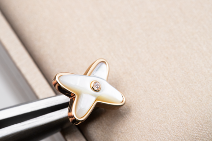 [Luna Brilliance]JEUX DE WHITE MOP ROSE GOLD DIAMOND EARRINGS