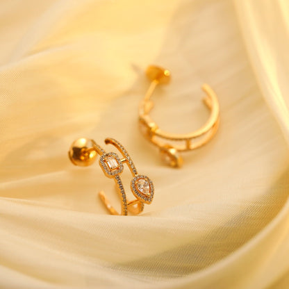 [Luna Brilliance]CREOLES MY TWIN 2 RANGS SILVER DIAMOND EARRINGS