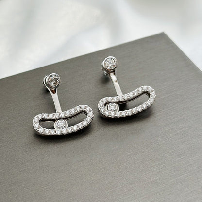 [Luna Brilliance]MOVE UNO SILVER DIAMOND EARRINGS