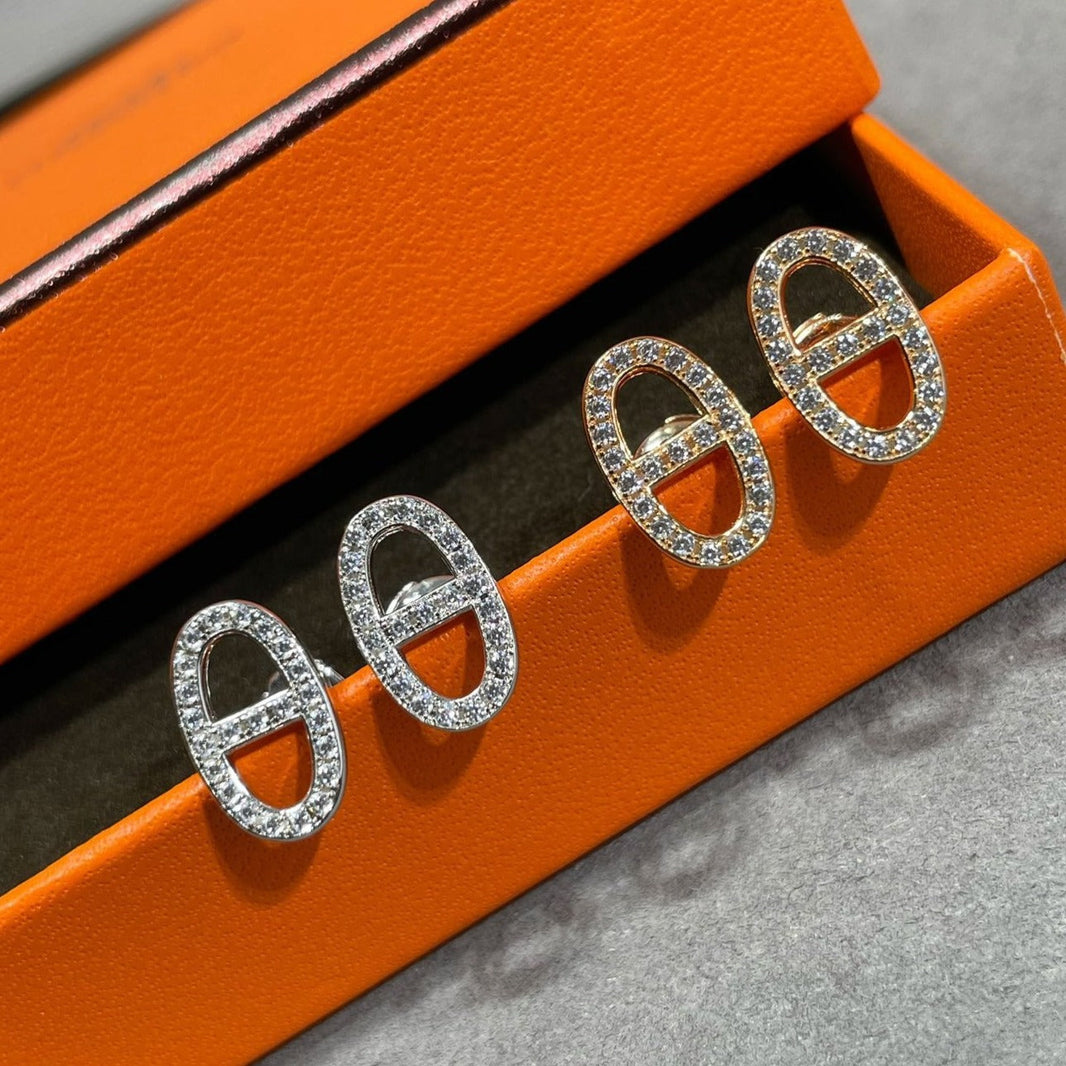 [Luna Brilliance]HM FULL DIAMOND PIG NOSE STUD EARRINGS