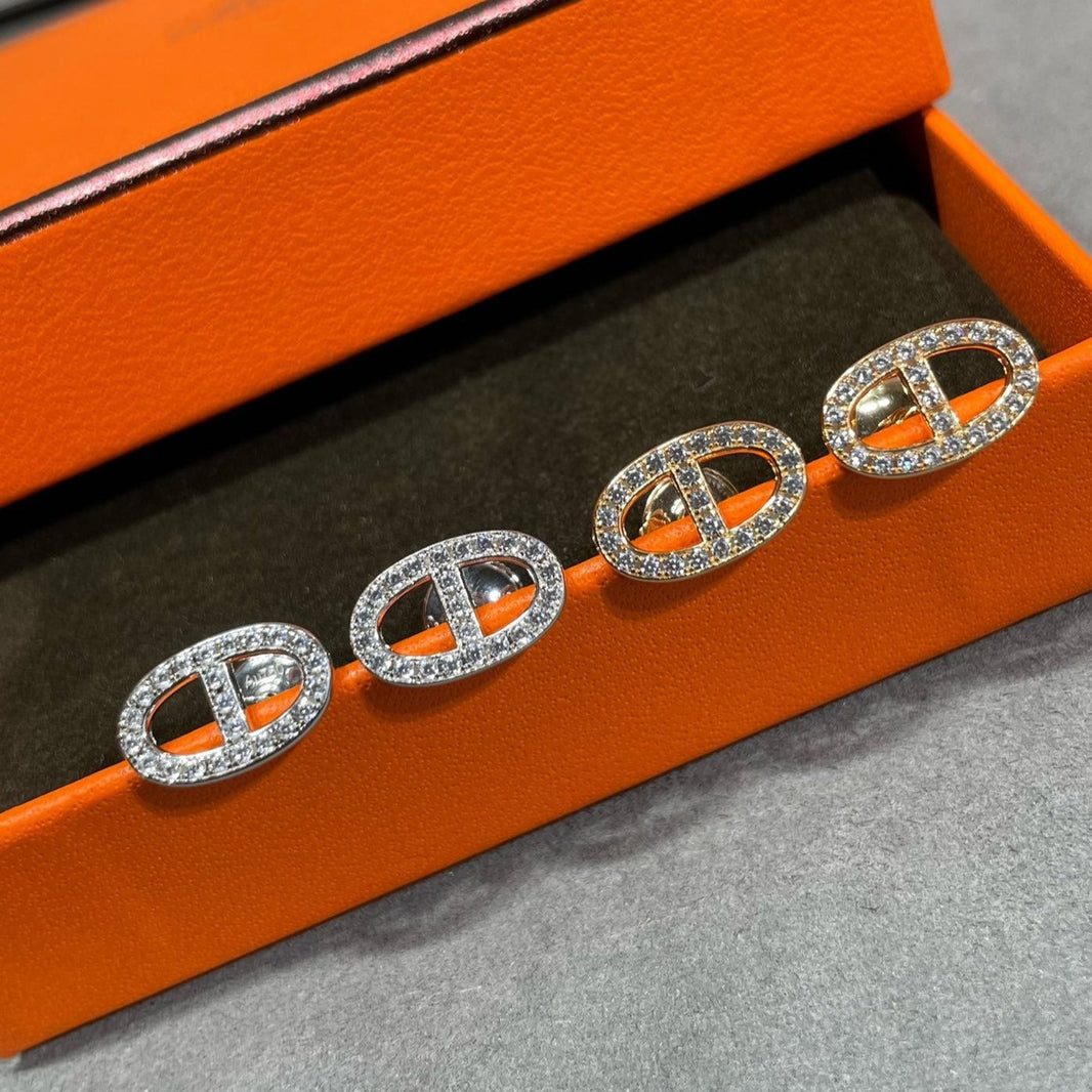 [Luna Brilliance]HM FULL DIAMOND PIG NOSE STUD EARRINGS